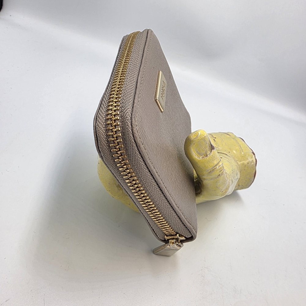 Furla Gray Saffiano Leather Zip Around Wallet Clutch Gold Hardware Excellent! - Picture 4 of 10